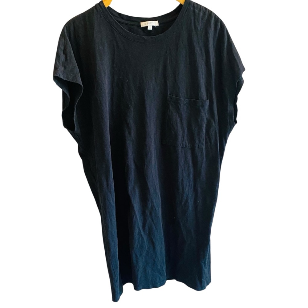 Z SUPPLY Black 100% Cotton Slub Tee Shirt Dress - Picture 2 of 5